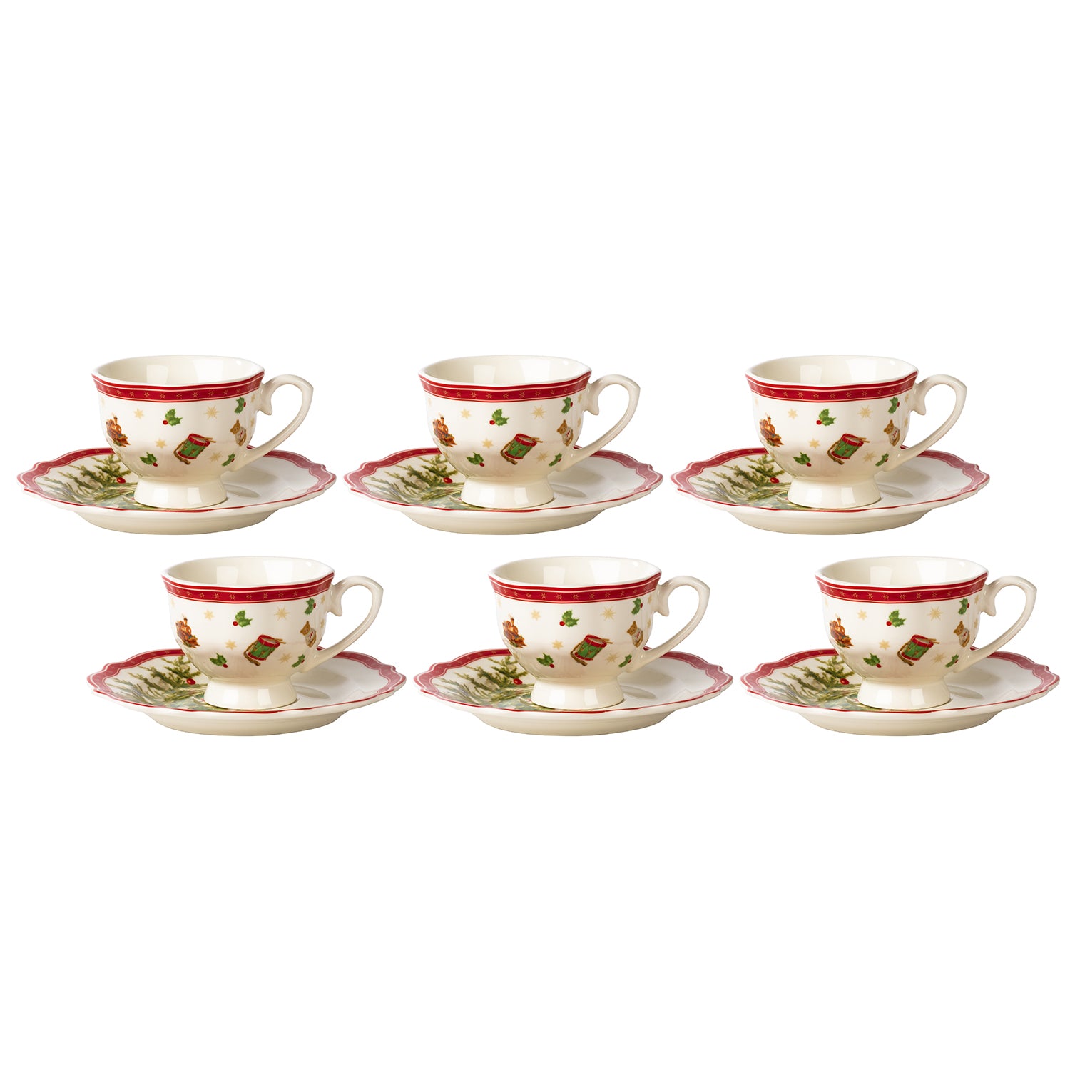 VESTIAMO CASA GRAN NATALE - Servizio da caffè 12 Pezzi in New Bone China Christmas Harmony